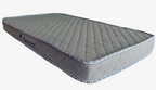 Flexrest Nurture reversible natural latex baby mattress, grey quilted cover with woven piping and the Flexrest label