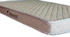 Close-up of the Flexrest label on the side of the Nurture mattress with quilted fabric and woven piping